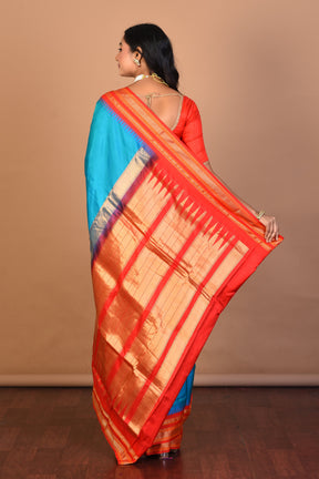 Blue Pure Silk Saree with Blouse Piece - Keya Seth Exclusive