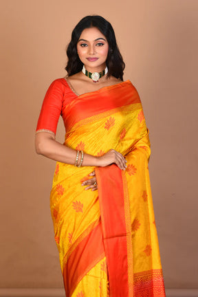 Yellow Pure Arani Silk Saree with Blouse Piece - Keya Seth Exclusive