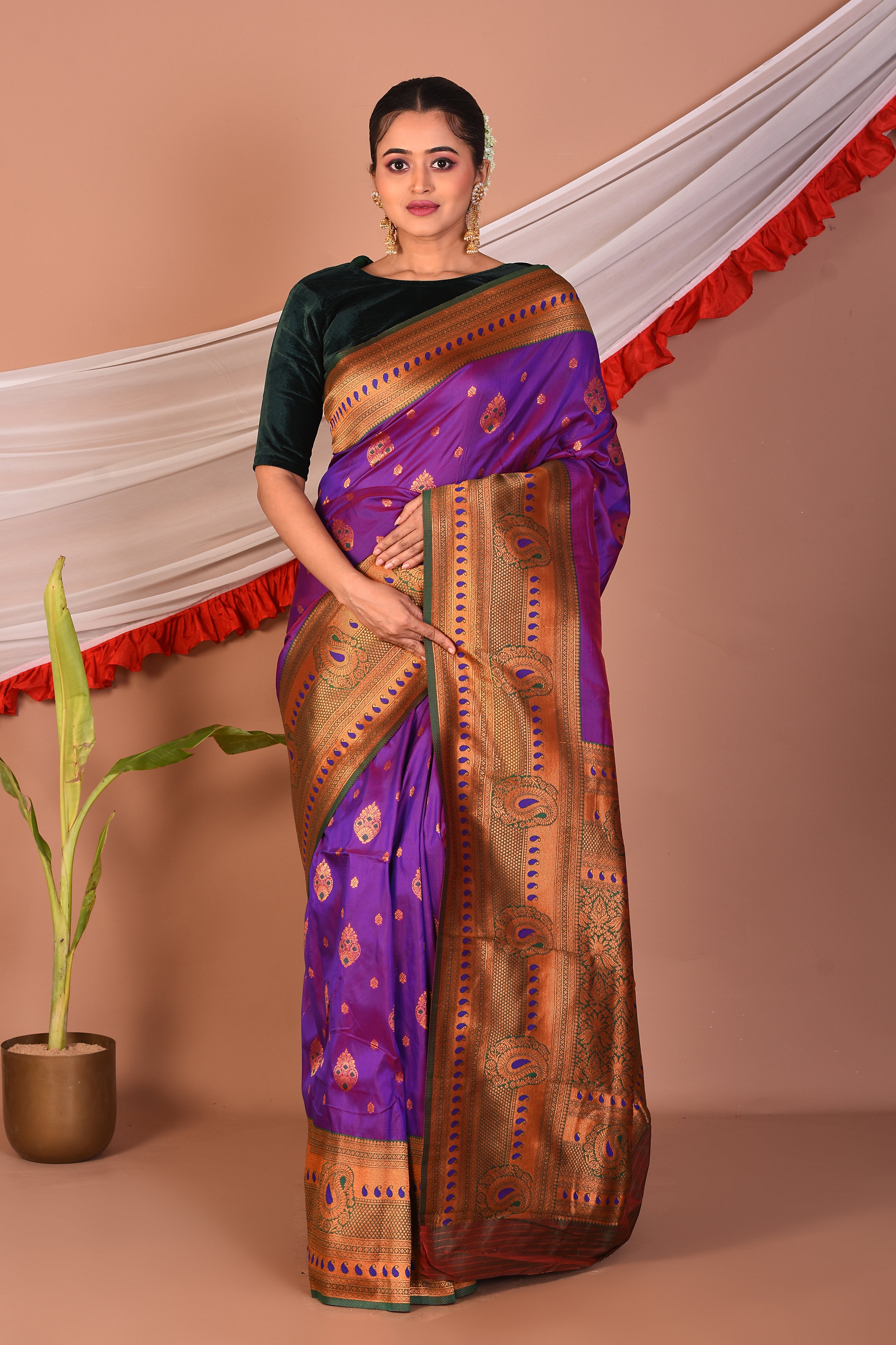 Purple Blended Kanjivaram Silk Saree - Keya Seth Exclusive