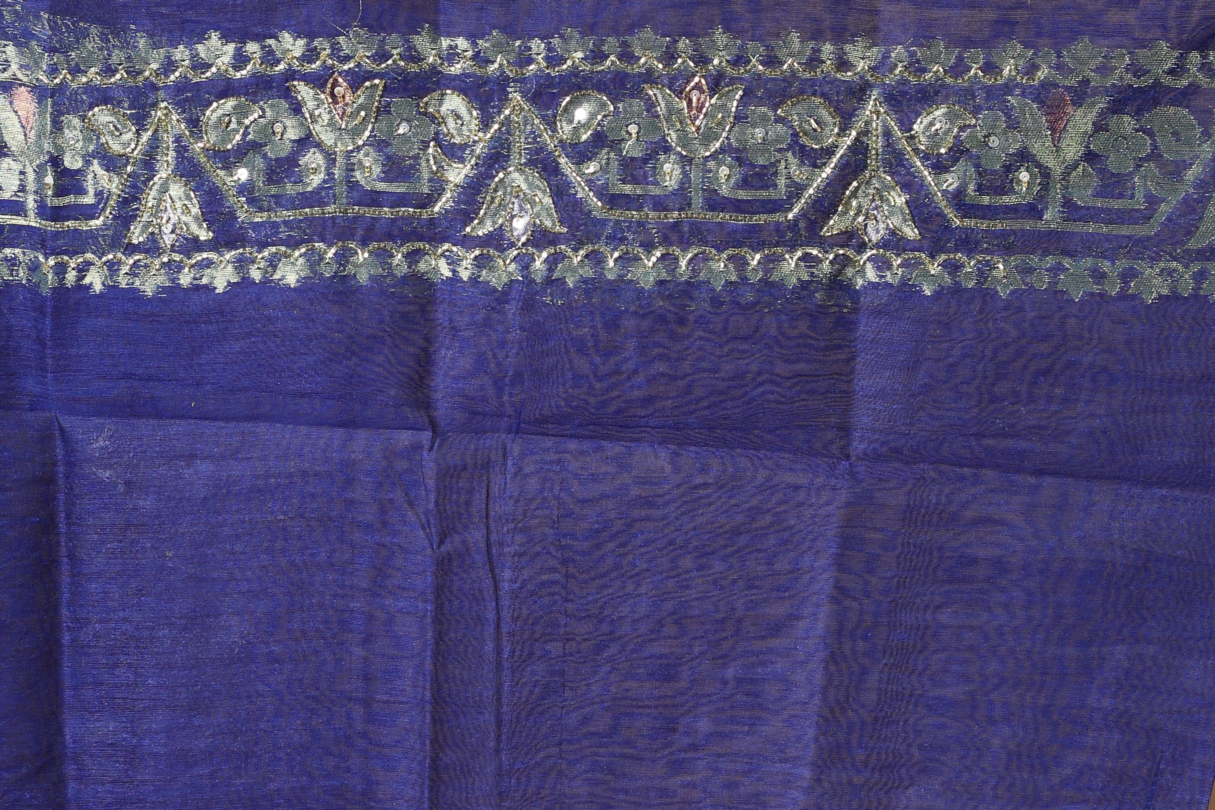 Blue Jamdani Saree with Cutdana Work
