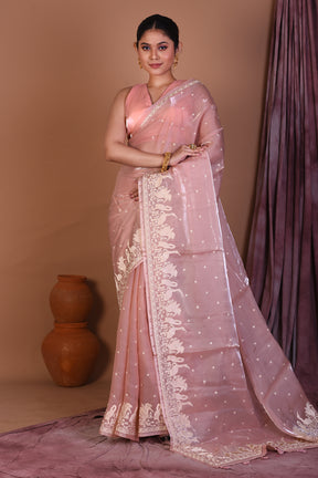 Brown Blended Organza Saree - Keya Seth Exclusive