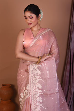 Brown Blended Organza Saree - Keya Seth Exclusive