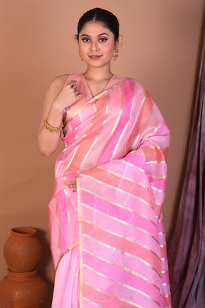 Pink Half & Half Pure Organza Rangkat Saree - Keya Seth Exclusive