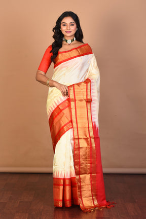 White Pure Silk Saree with Blouse Piece - Keya Seth Exclusive