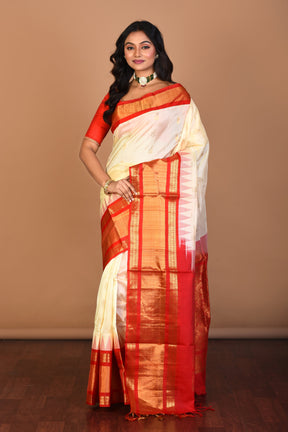 White Pure Silk Saree with Blouse Piece - Keya Seth Exclusive