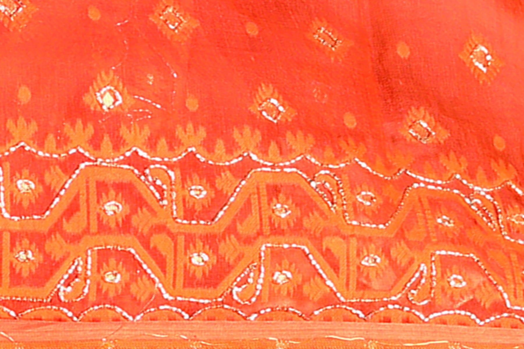 Orange Jamdani Saree with Cutdana Work