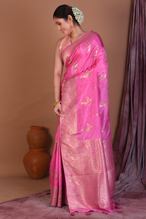 Pink Blended Kora Saree with Golden Zari - Keya Seth Exclusive