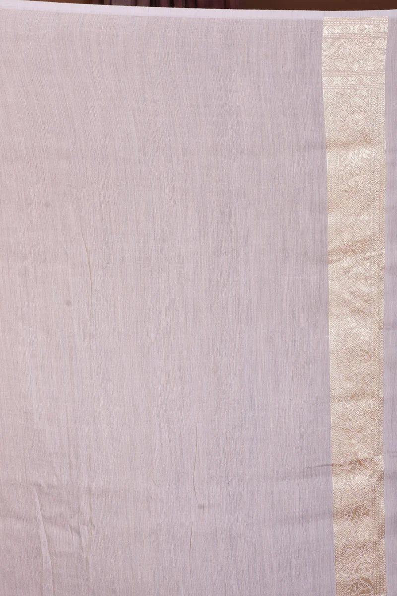 White Pure Muga Saree with Golden Zari - Keya Seth Exclusive