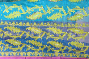 Sky Blue Jamdani Saree with Cutdana Work