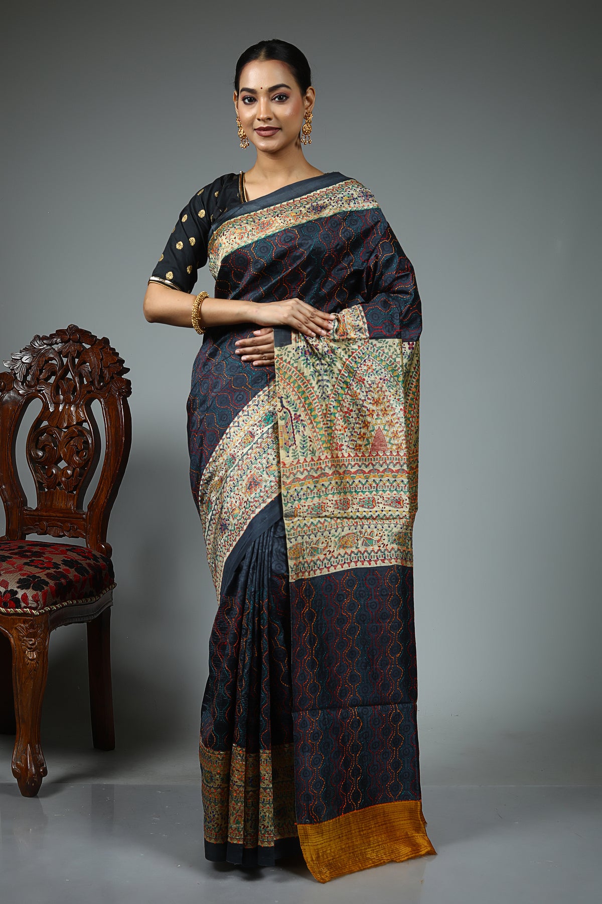 Black Tussar Saree