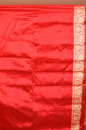 Red Pure Silk Saree with Blouse Piece - Keya Seth Exclusive