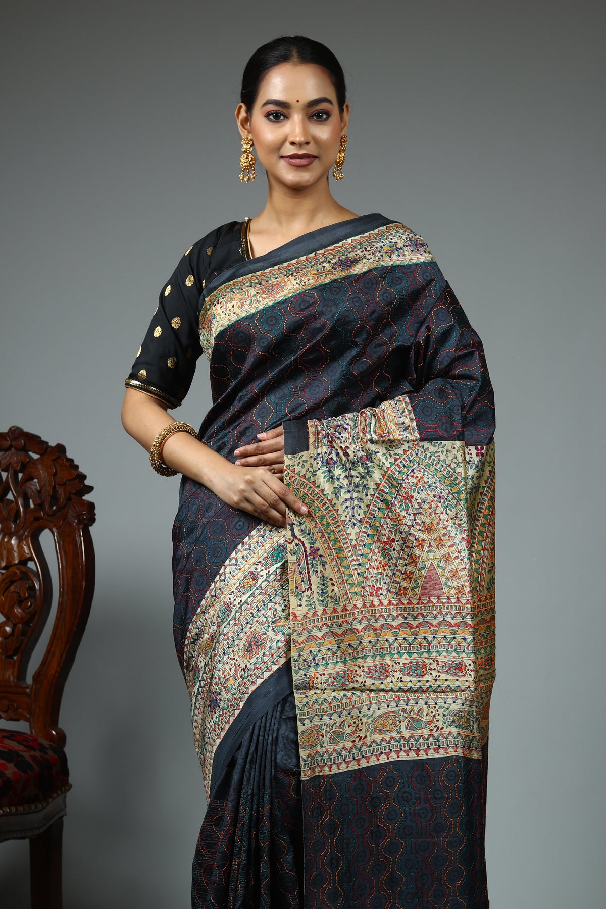 Black Tussar Saree