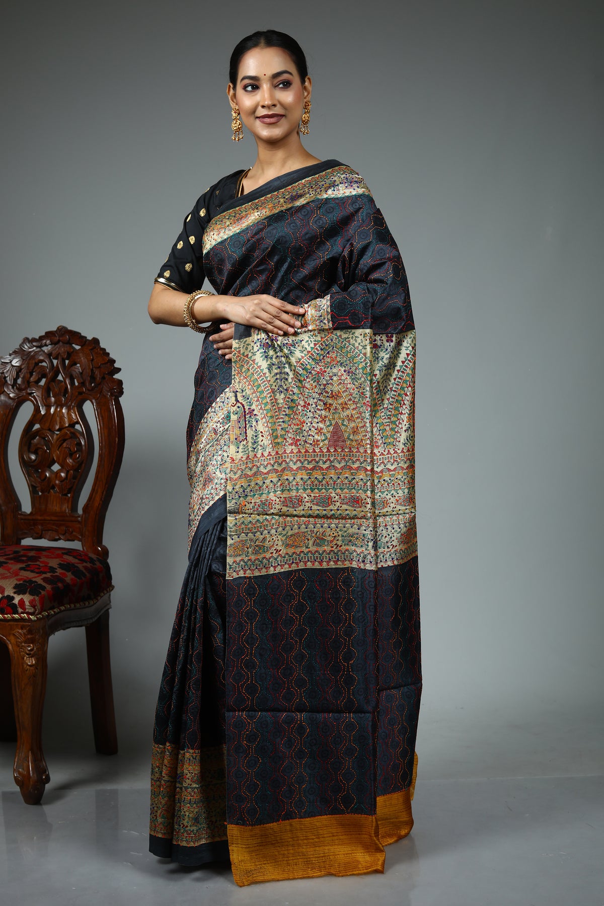 Black Tussar Saree