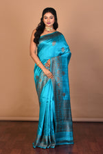 Load image into Gallery viewer, Rama Green Pure Raw Silk Saree with Blouse Piece - Keya Seth Exclusive
