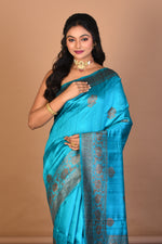 Load image into Gallery viewer, Rama Green Pure Raw Silk Saree with Blouse Piece - Keya Seth Exclusive
