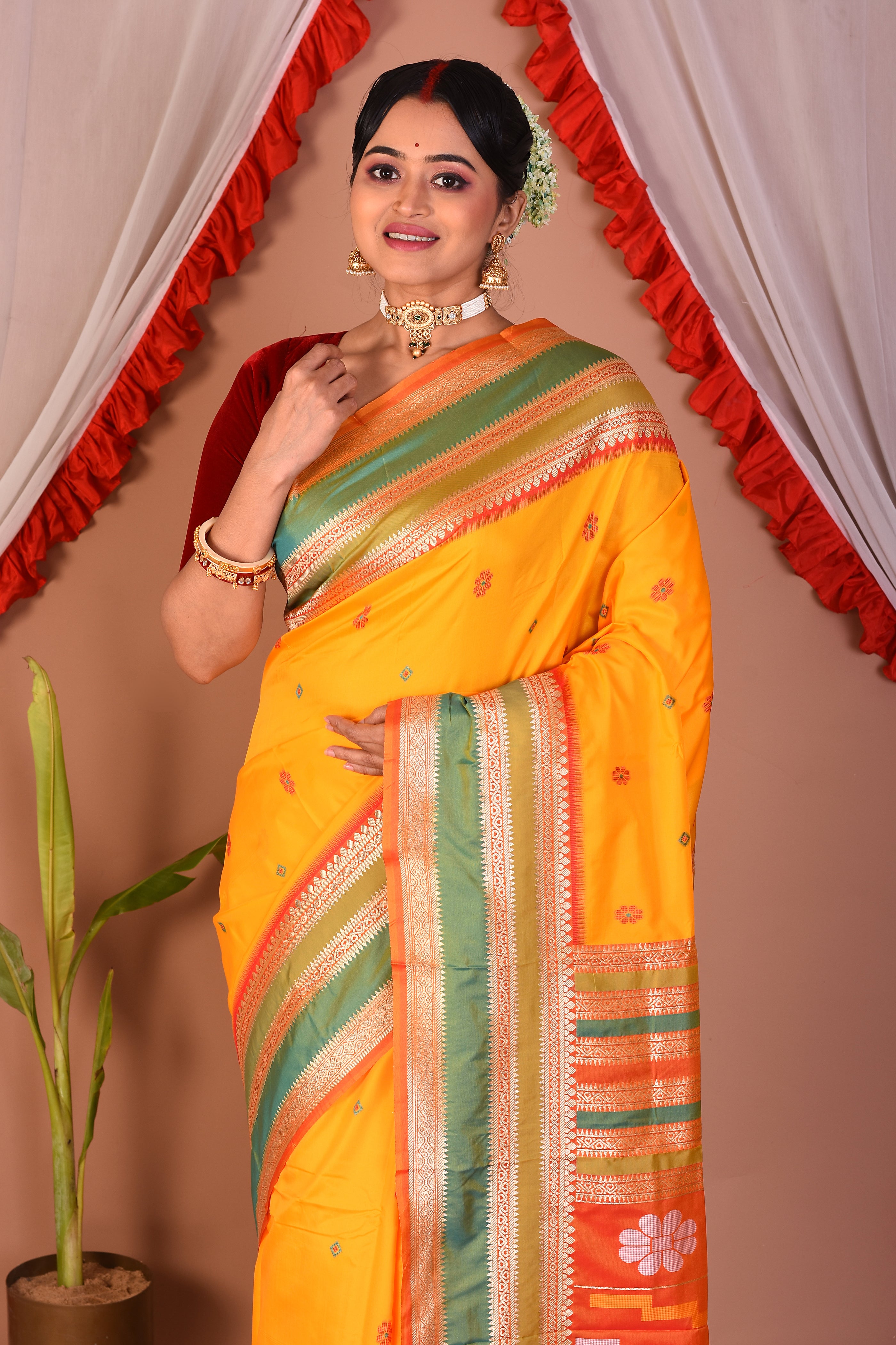 Yellow Blended Bangalore Silk Saree - Keya Seth Exclusive