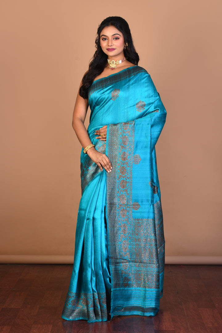 Rama Green Pure Raw Silk Saree with Blouse Piece - Keya Seth Exclusive