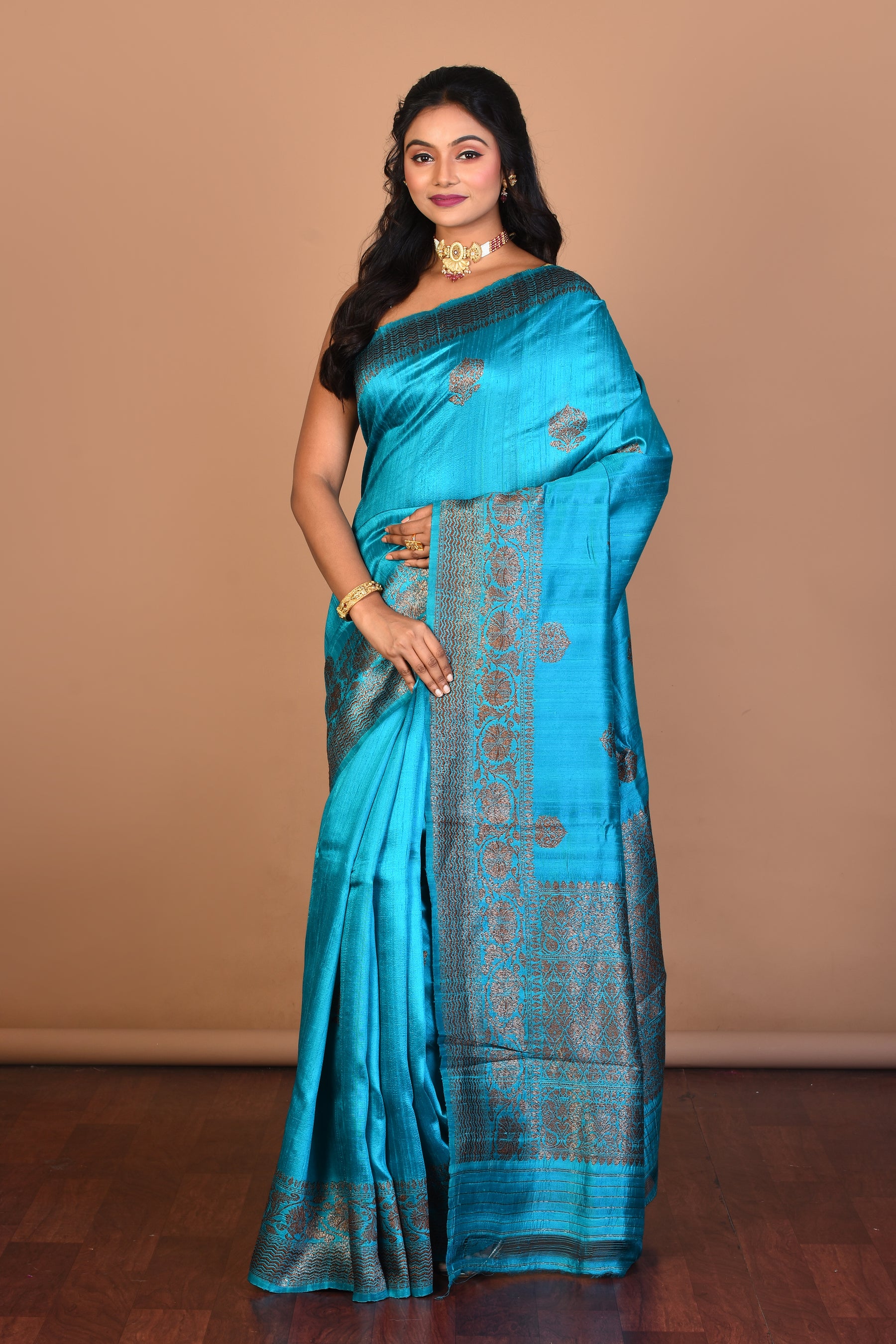 Rama Green Pure Raw Silk Saree with Blouse Piece - Keya Seth Exclusive