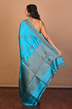 Load image into Gallery viewer, Rama Green Pure Raw Silk Saree with Blouse Piece - Keya Seth Exclusive
