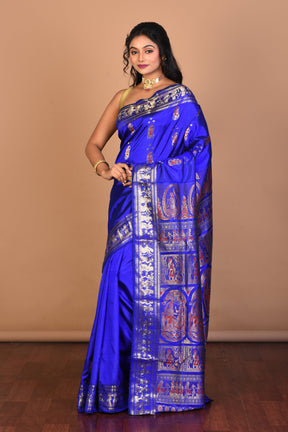 Royal Blue Pure Silk Saree with Blouse Piece - Keya Seth Exclusive