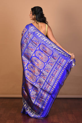 Royal Blue Pure Silk Saree with Blouse Piece - Keya Seth Exclusive