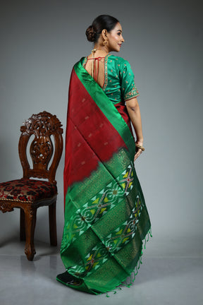 Maroon Pure Ikkat Saree