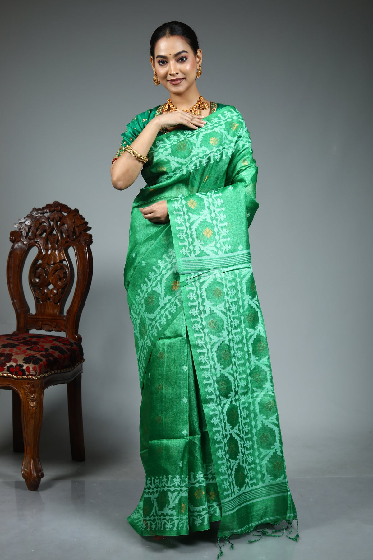 Green Tussar Saree