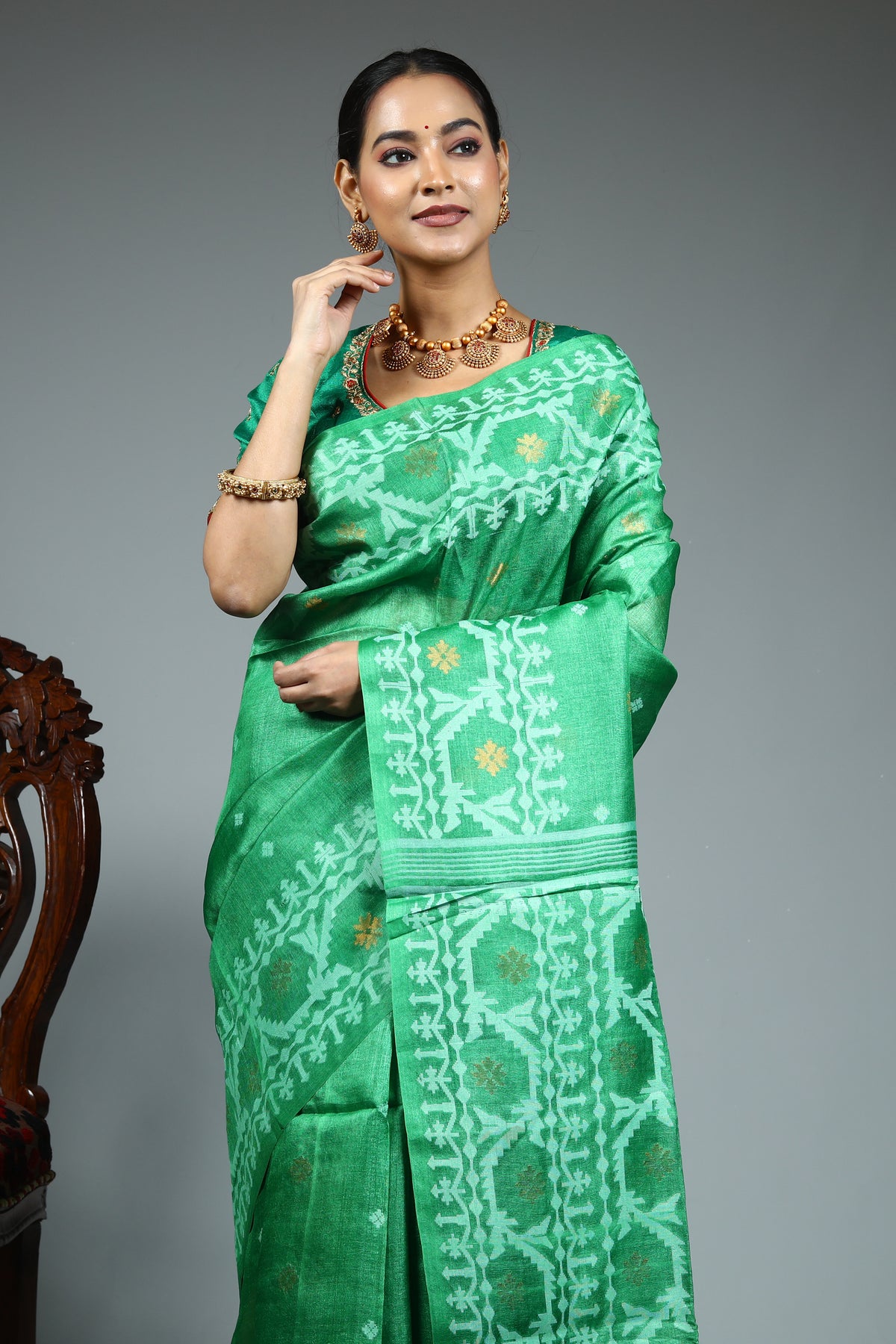 Green Tussar Saree