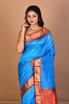 Blue Pure Silk Saree with Blouse Piece - Keya Seth Exclusive