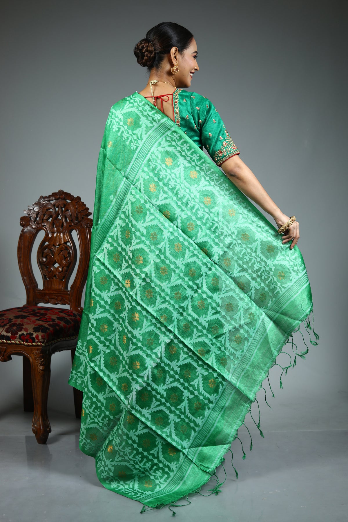 Green Tussar Saree