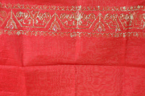Red Jamdani Saree with Cutdana Work