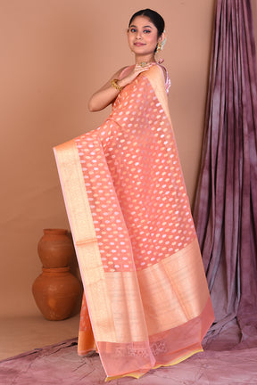 Orange Blended Tissue Saree with Golden Zari - Keya Seth Exclusive