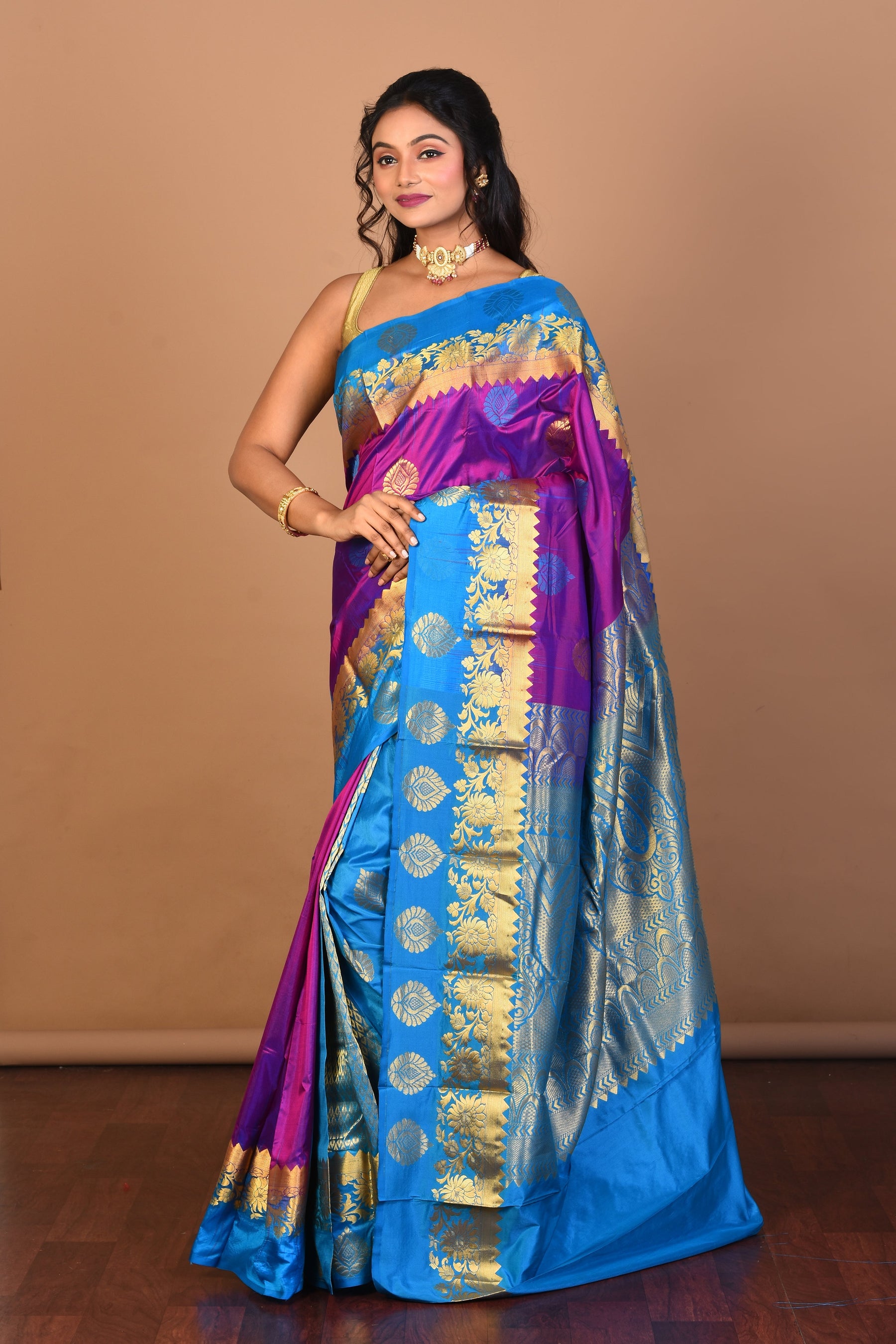 Purple Pure Silk Saree with Blouse Piece - Keya Seth Exclusive