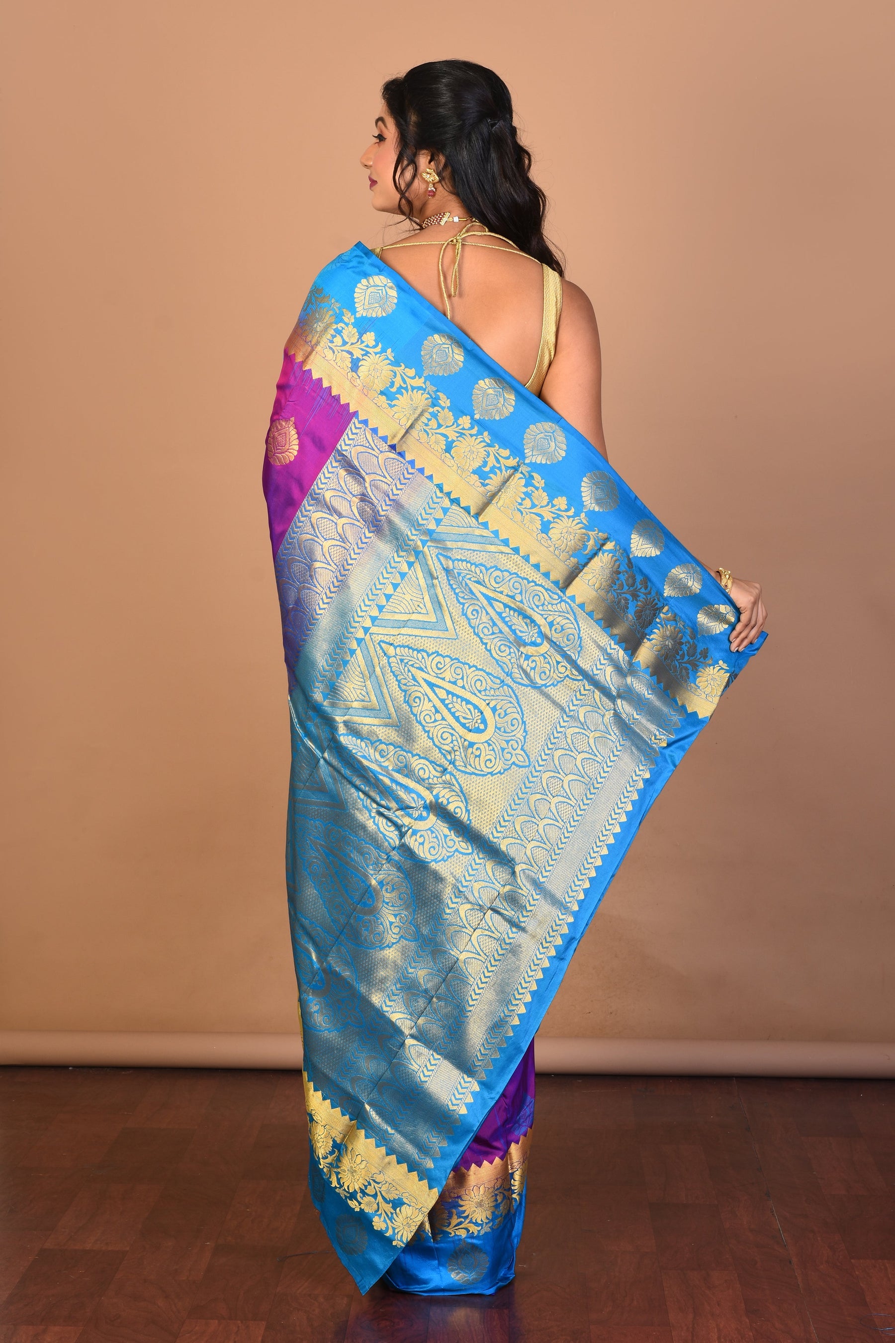 Purple Pure Silk Saree with Blouse Piece - Keya Seth Exclusive