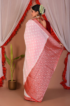 White Blended Silk Saree - Keya Seth Exclusive