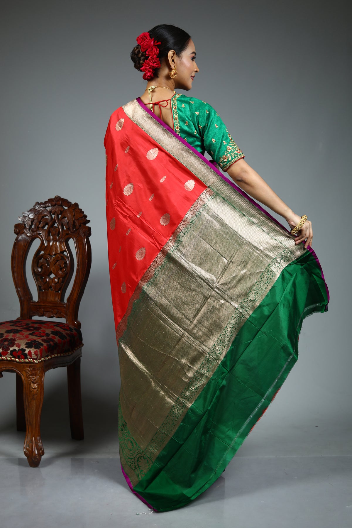 Red Pure Katan Silk Saree