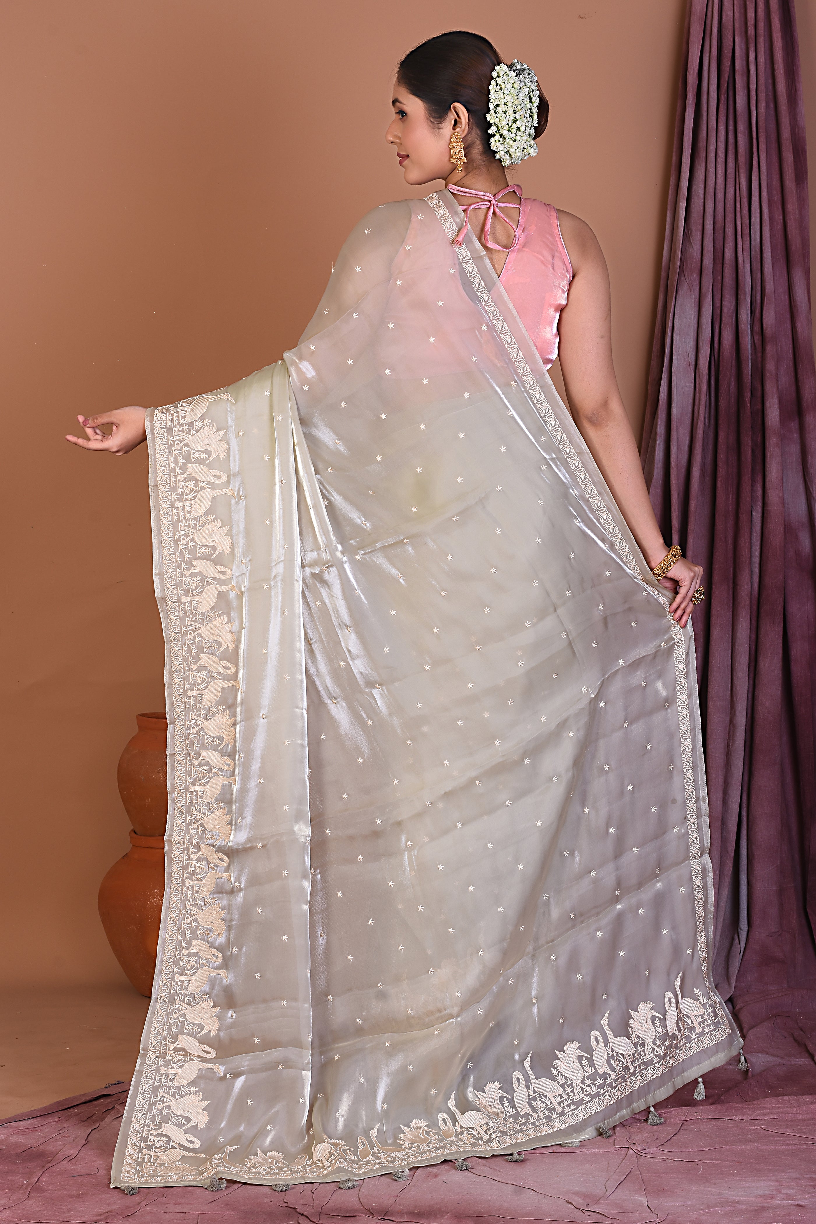 Light Green Blended Organza Saree - Keya Seth Exclusive