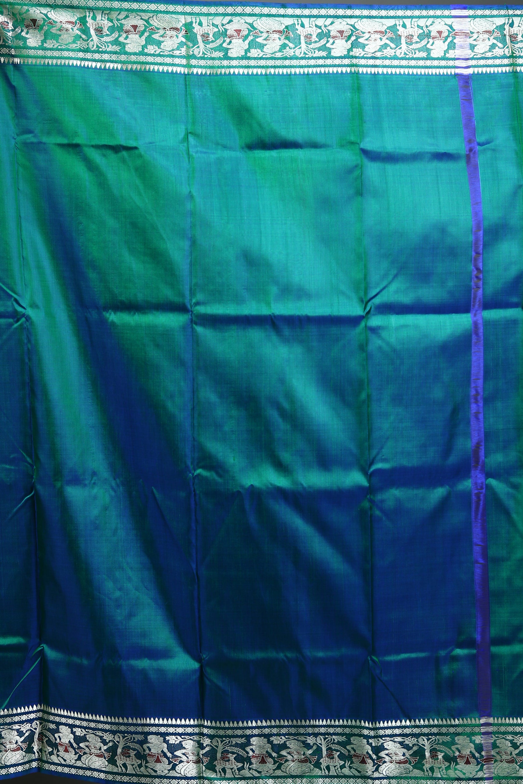 Green Dual Tone Pure Baluchari Saree