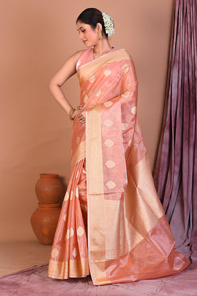 Rust Blended Tissue Saree with Golden Zari - Keya Seth Exclusive