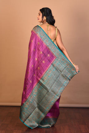 Magenta Pure Tussar Saree with Blouse Piece - Keya Seth Exclusive