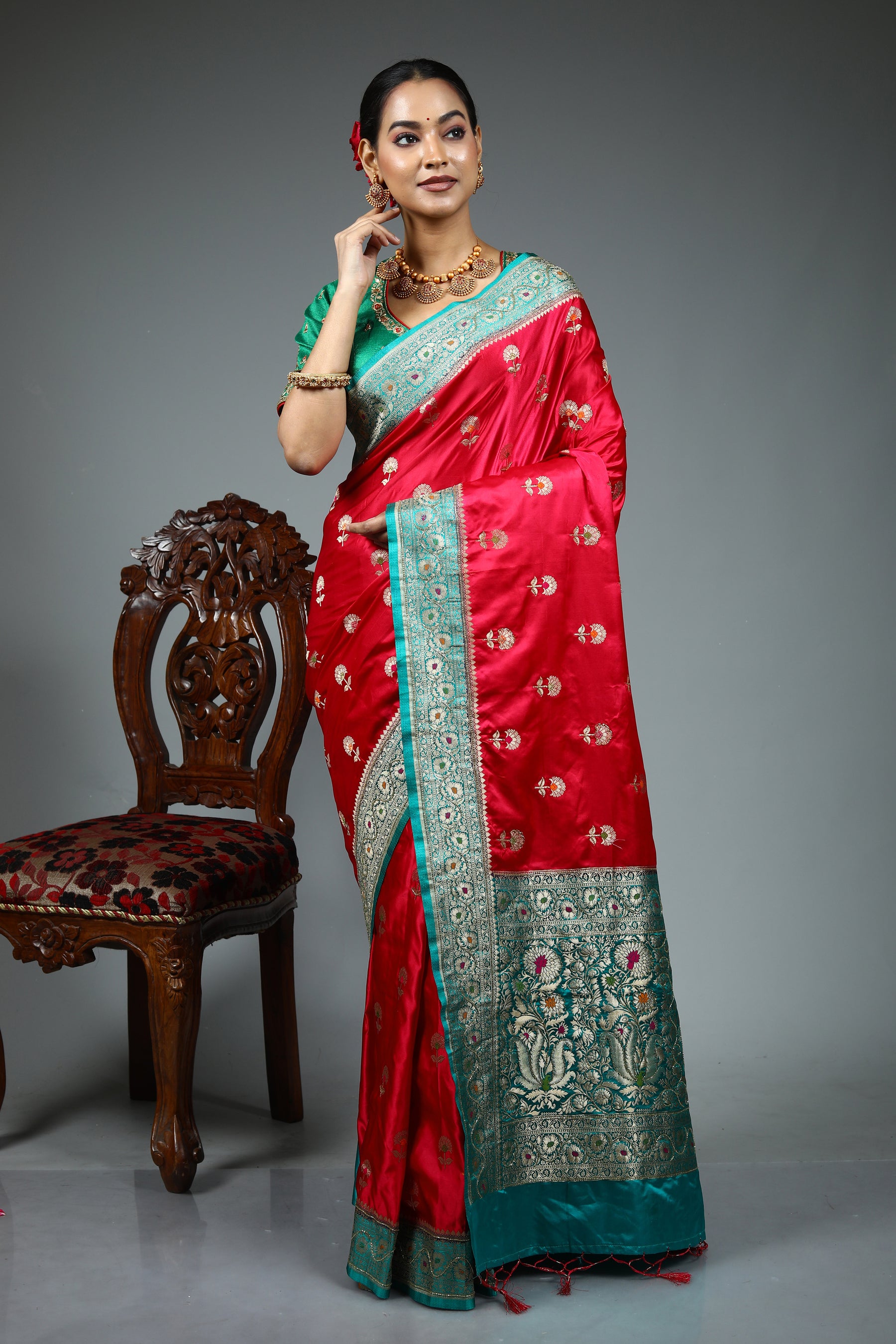 Red Blended Silk Saree