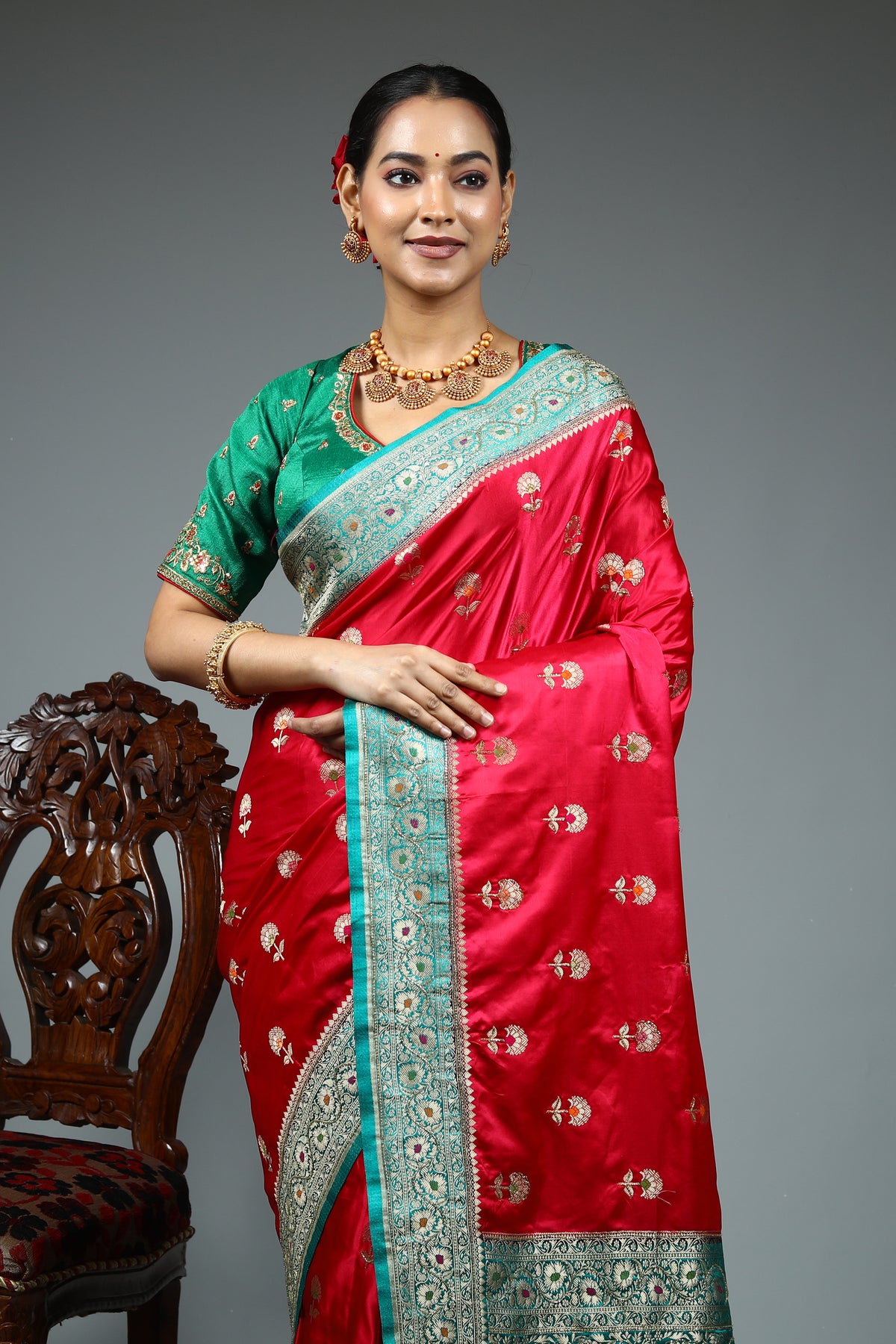 Red Blended Silk Saree