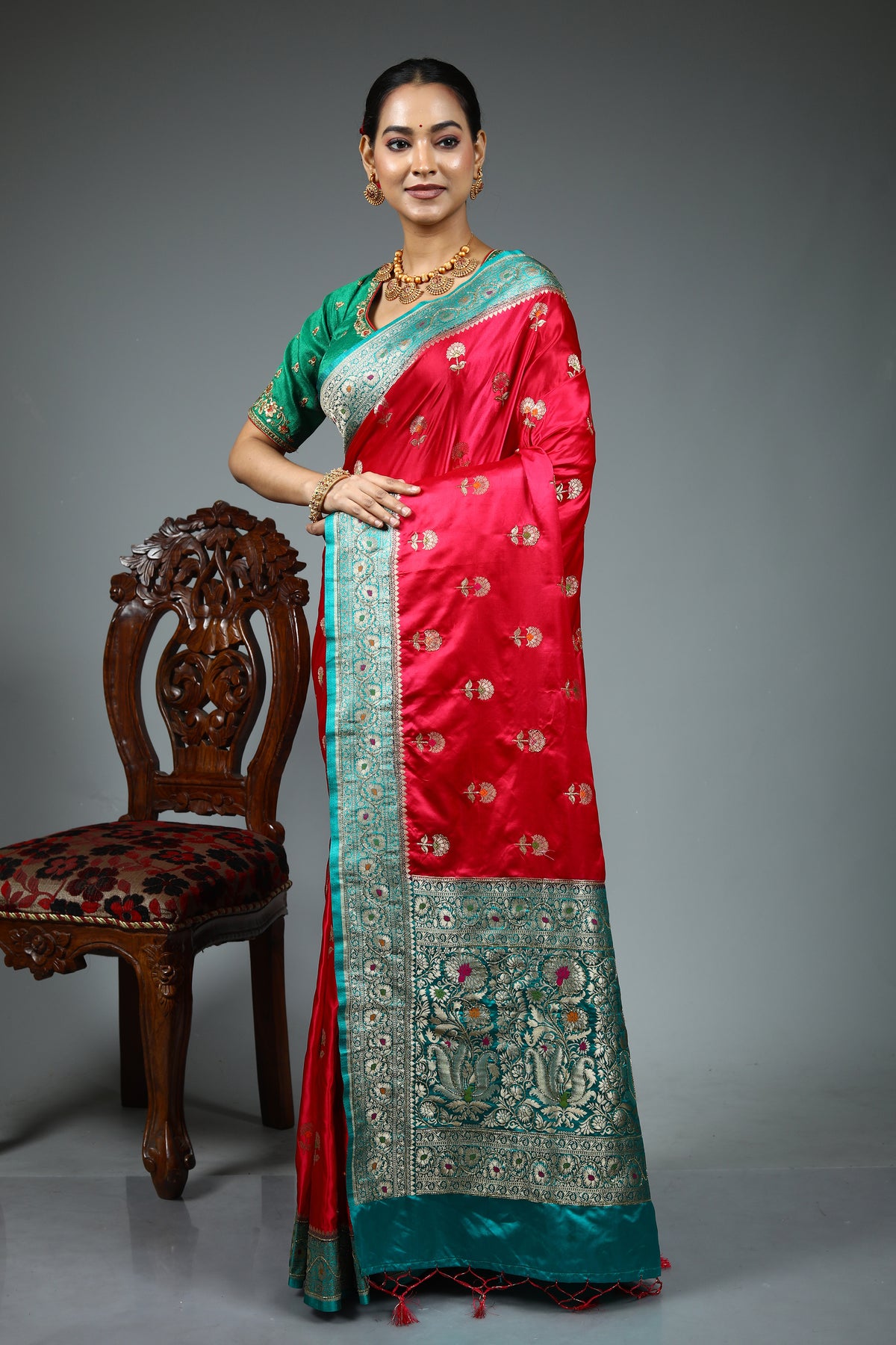 Red Blended Silk Saree