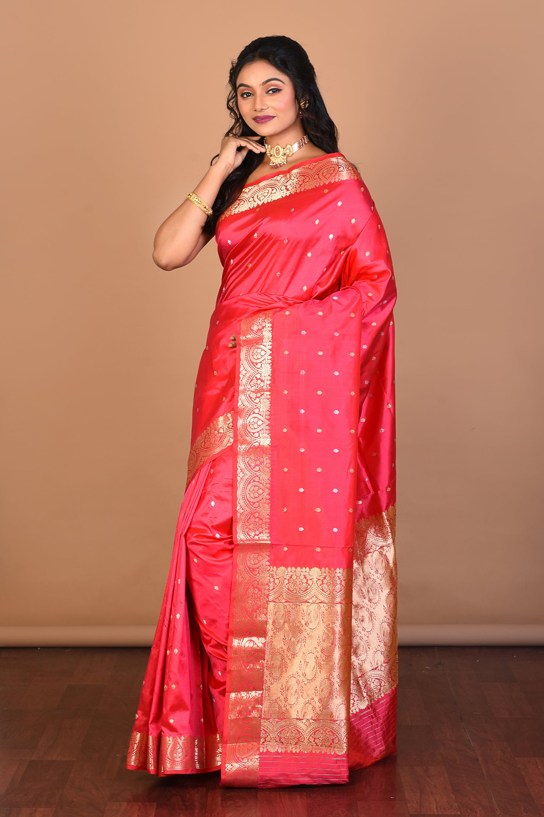 Deep Pink Pure Katan Silk Saree with Blouse Piece - Keya Seth Exclusive