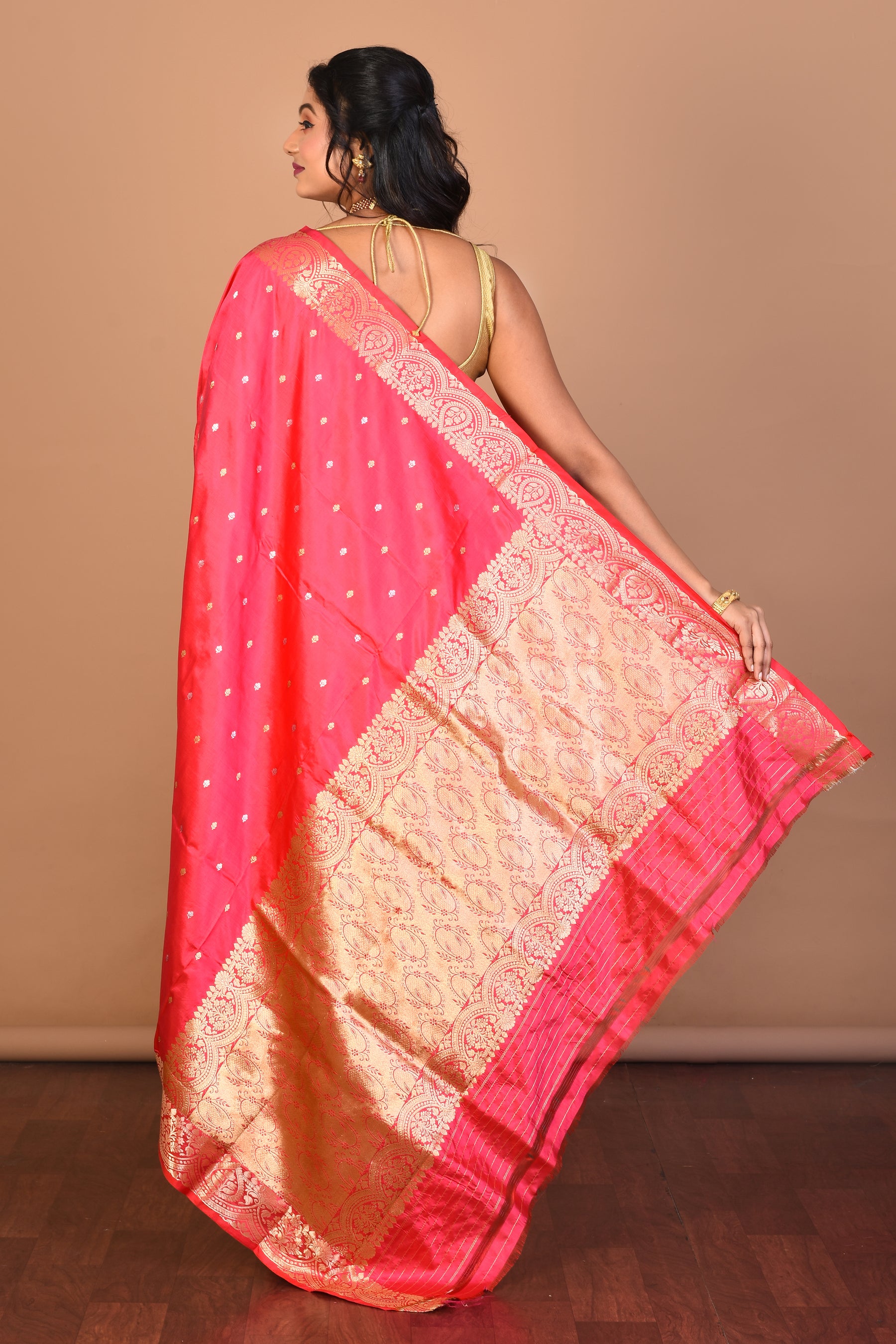 Deep Pink Pure Katan Silk Saree with Blouse Piece - Keya Seth Exclusive