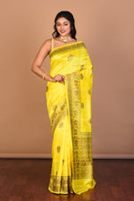 Load image into Gallery viewer, Yellow Pure Raw Silk Saree with Blouse Piece - Keya Seth Exclusive
