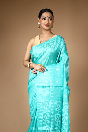 Sea Green Pure Tussar Saree