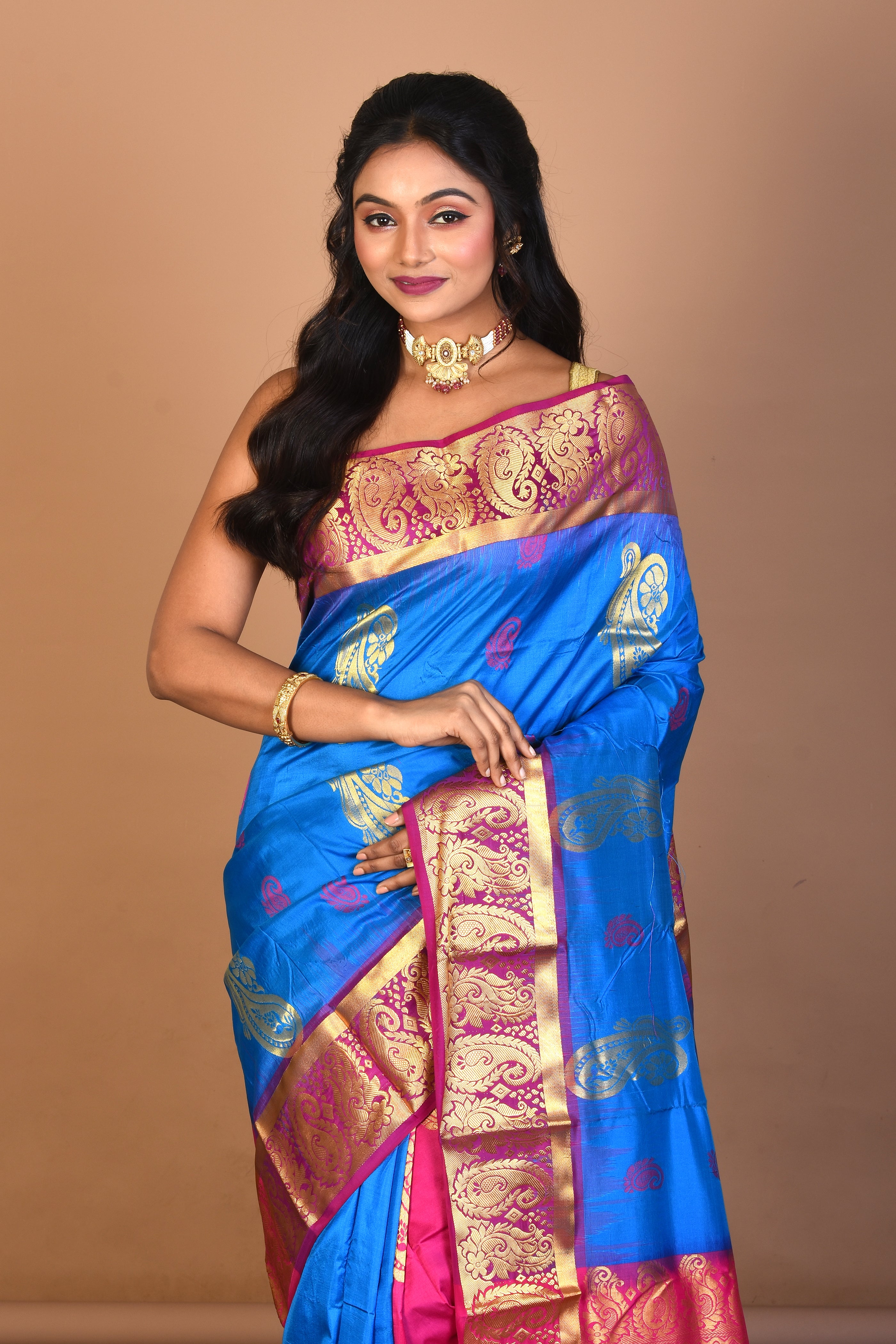 Blue Pure Kanjivaram Silk Saree with Blouse Piece - Keya Seth Exclusive