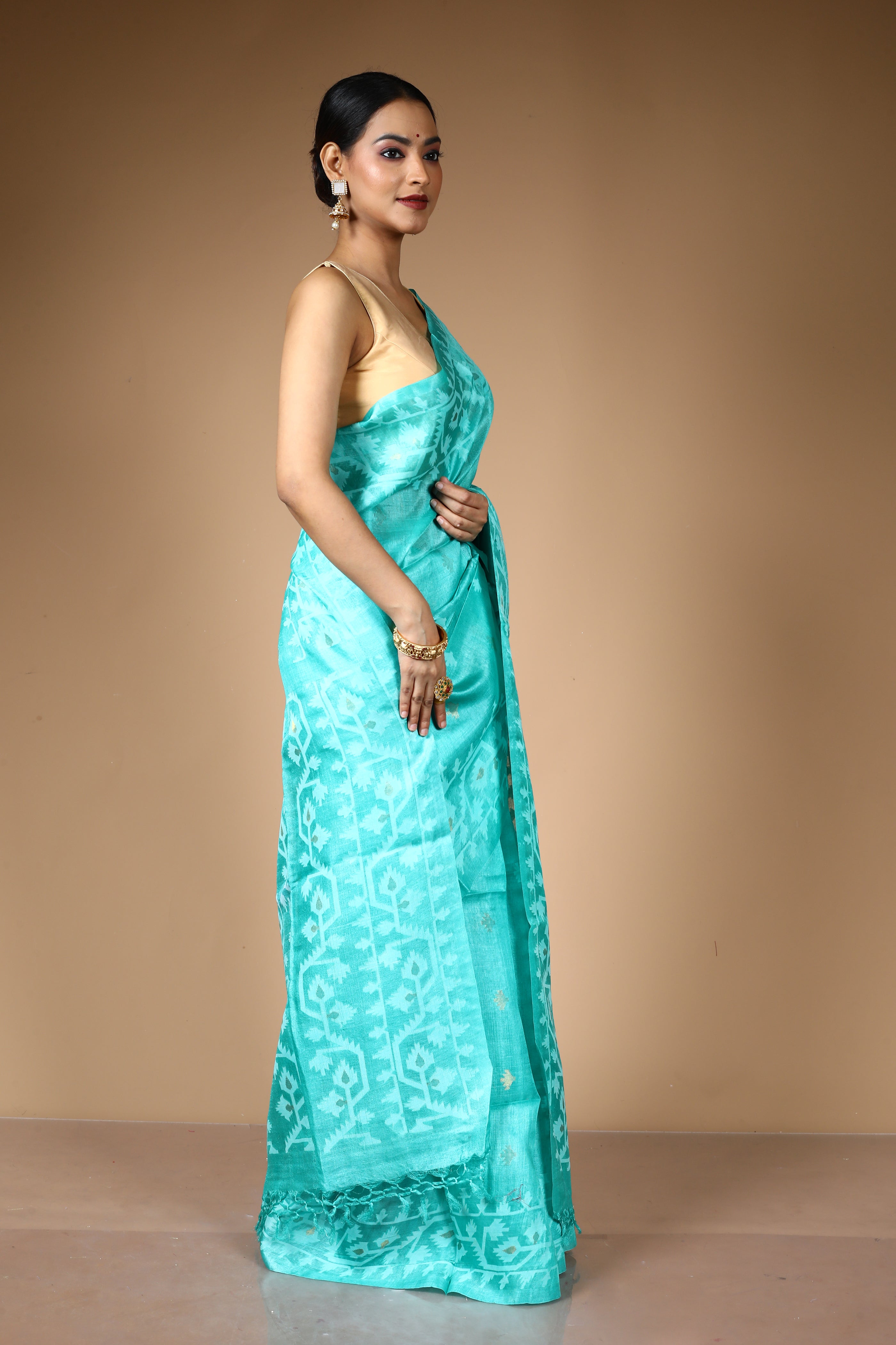 Sea Green Pure Tussar Saree
