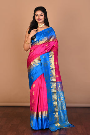 Pink Pure Silk Saree with Blouse Piece - Keya Seth Exclusive